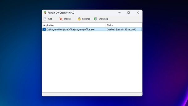 Restart on Crash Windows 11