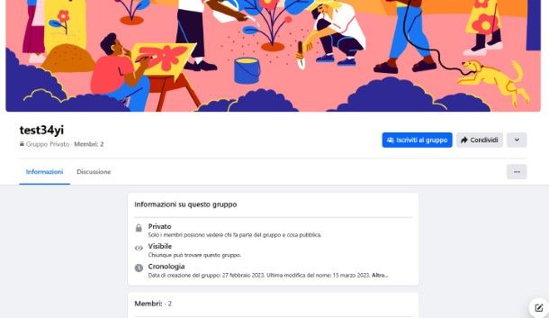 Cercare il gruppo su Facebook