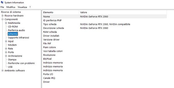 Come vedere che scheda video ho System Information Windows