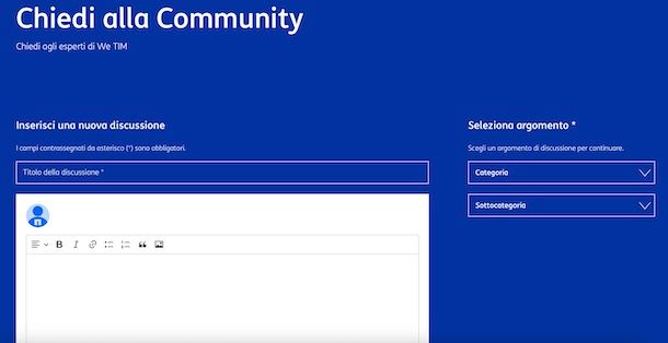 Fare una domanda su We TIM