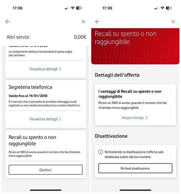 Come disattivare abbonamenti Vodafone: app MyVodafone