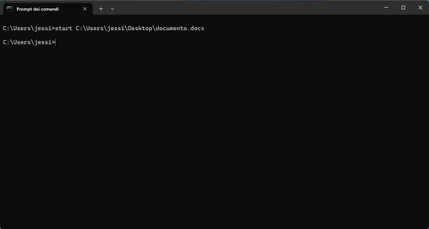 Come aprire un file dal Prompt dei comandi