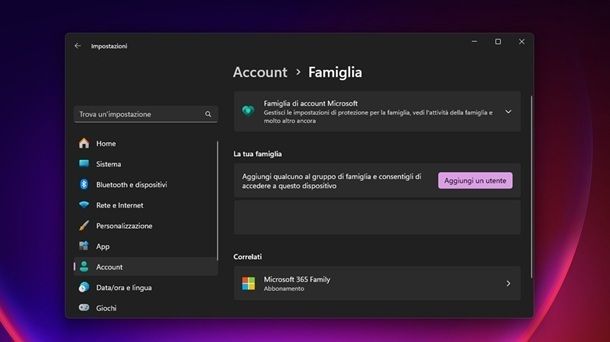 Opzioni di partenal control Windows 11