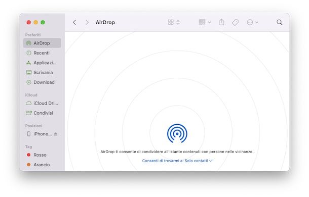 Collegamento iPhone-Mac AirDrop