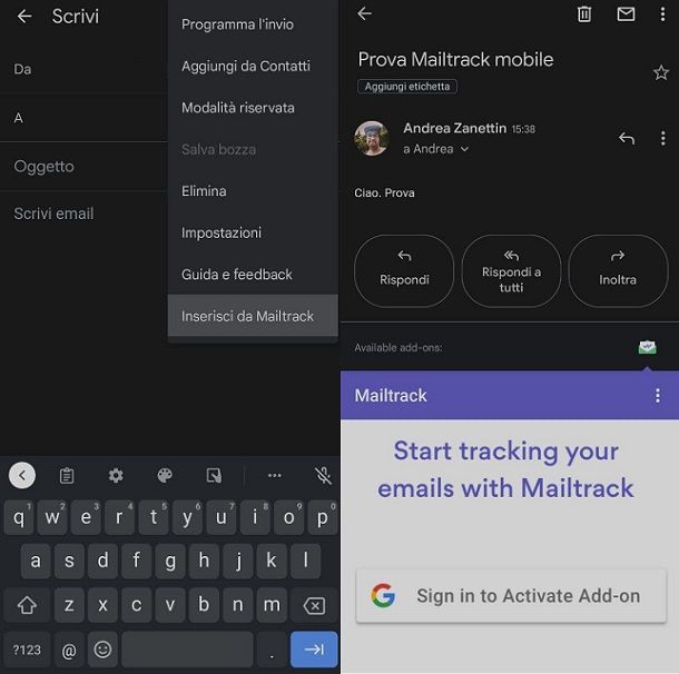 Come abilitare Mailtrack Gmail Android
