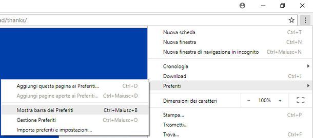 Come nascondere barra preferiti Chrome