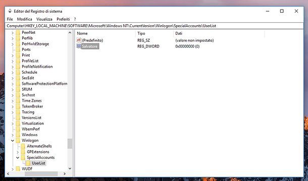 Come nascondere un utente su Windows