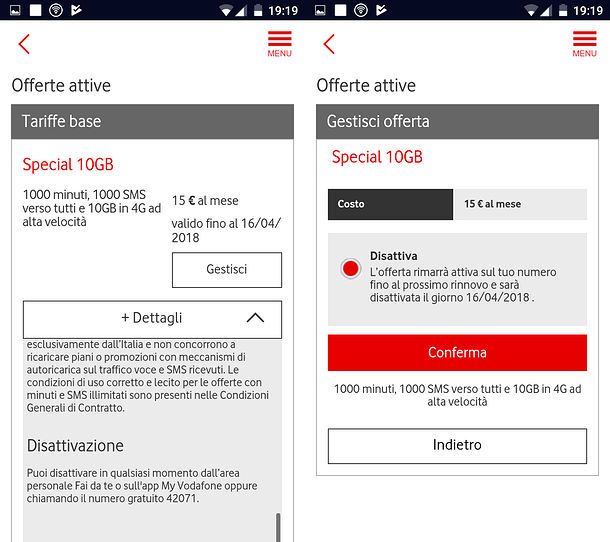 Come disattivare abbonamenti Vodafone