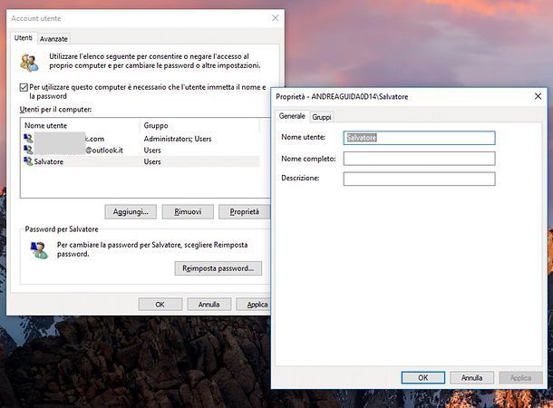 Come nascondere un utente su Windows