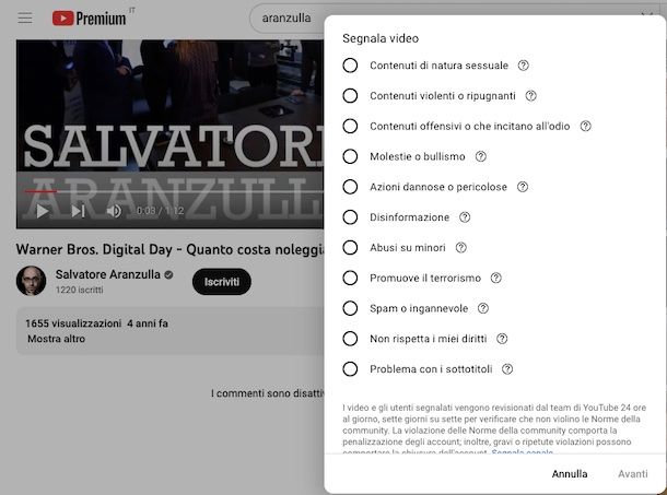 Segnalazione video