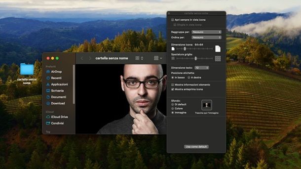 Mostra opzione Vista Cartella macOS Sfondo