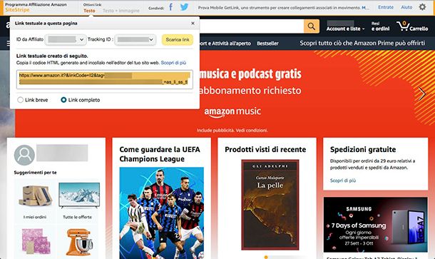 Come guadagnare con Amazon inserimento link affiliati