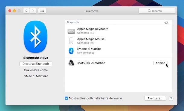 Collegare auricolare Bluetooth a macOS