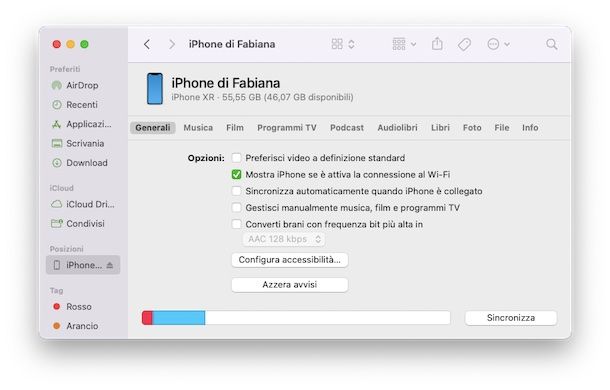 Collegamento iPhone-Mac senza cavo