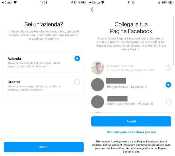 Passare a un account per professionisti