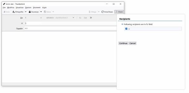 Thunderbird invio email