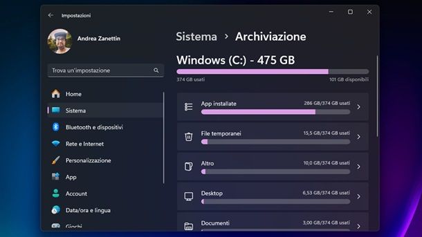 Liberare spazio su disco Windows 11