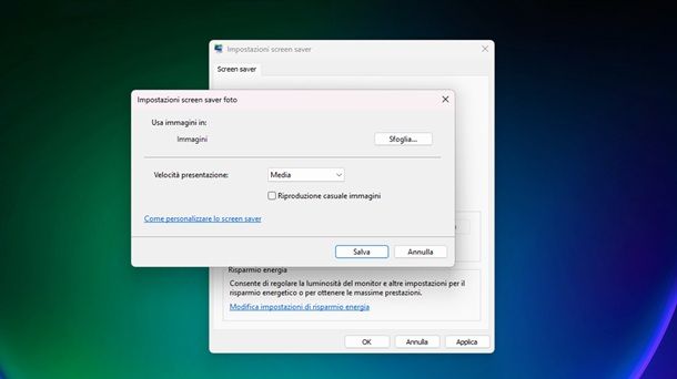 Impostazioni screen saver personalizzato Windows 11