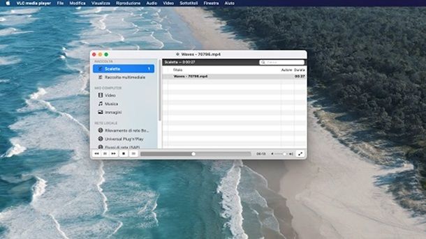 VLC media player macOS Impostare sfondo video