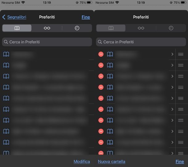 Eliminare preferiti Safari