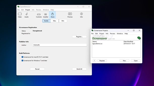 iScreensaver creazione Windows 11
