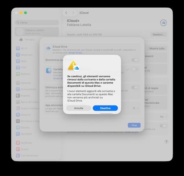 Spostare la cartella Documenti macOS