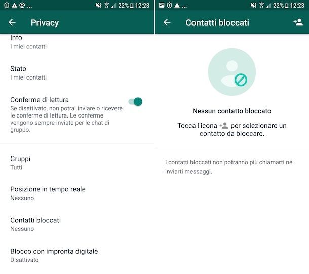 Bloccare contatto WhatsApp Android