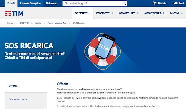 Come fare SOS Ricarica TIM