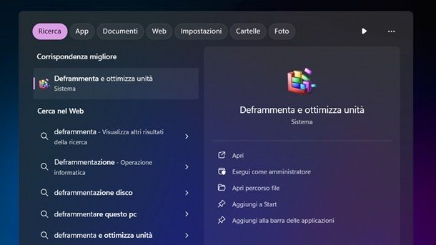 Deframmenta e ottimizza disco SSD Windows 11