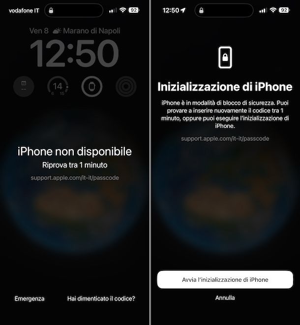 iPhone disabilitato