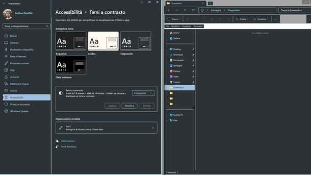 Accessibilità Temi a contrasto Windows 11