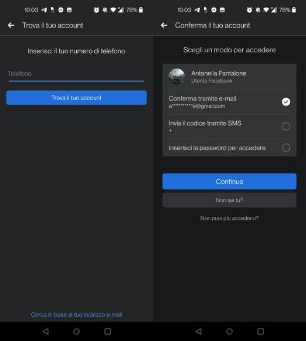 Entrare su Facebook tramite numero di telefono