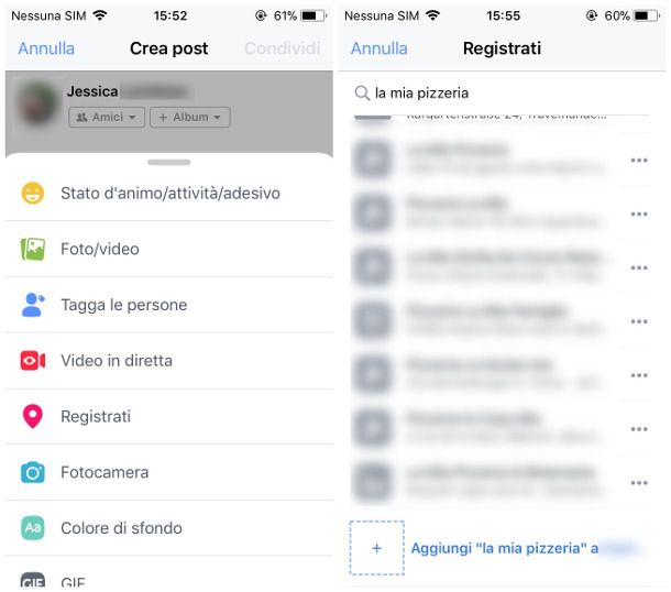 Creare un luogo su Facebook per iOS