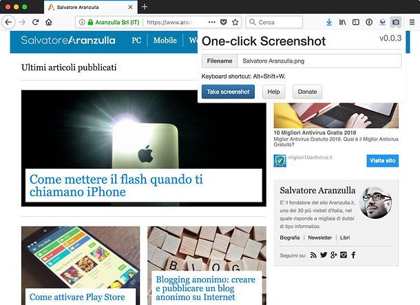 Come copiare una pagina Web come immagine Firefox