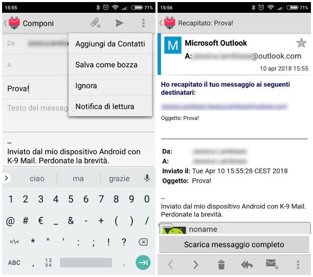 Come sapere se un'email è stata ricevuta su Android