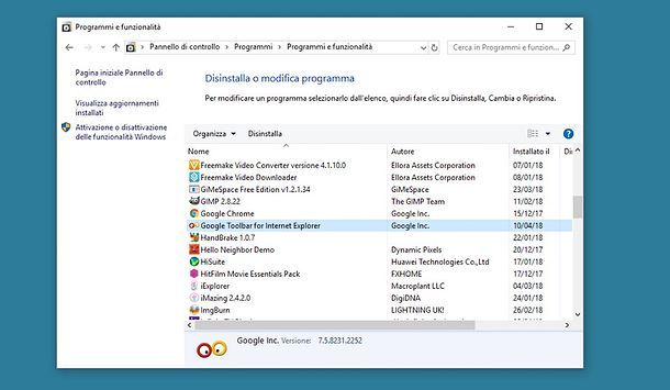 Come rimuovere toolbar
