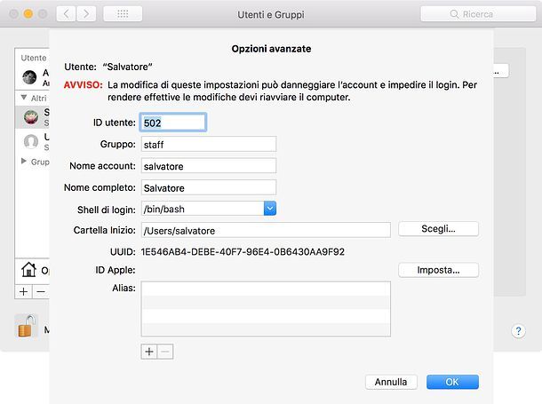 Come nascondere un utente su Mac