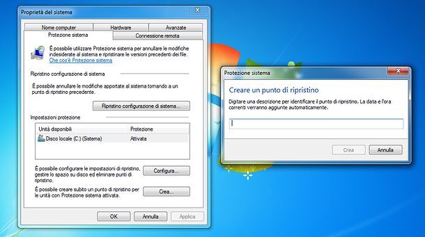 Punto di ripristino Windows 7