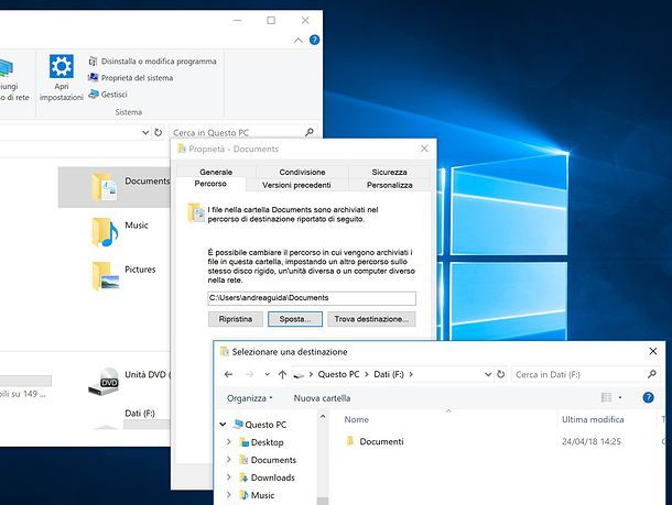 Come spostare la cartella Documenti su altra partizione