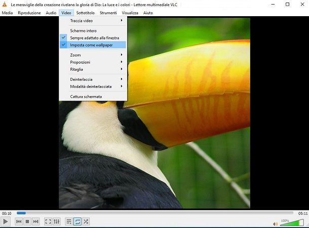 Impostare un video come sfondo con VLC