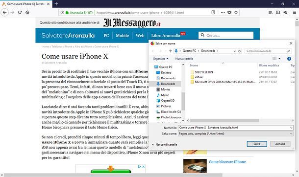 Come copiare una pagina Web con Firefox
