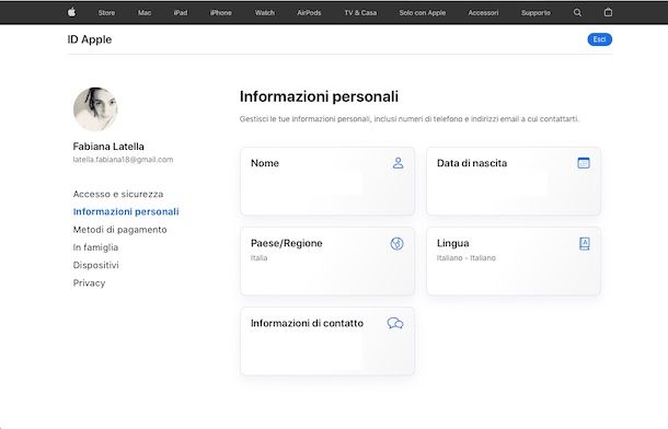 Cancellare i dati personali su iCloud