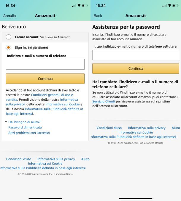 Sbloccare Amazon da app