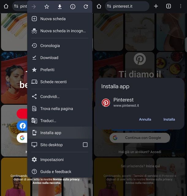 Trasformare sito Web in app Android