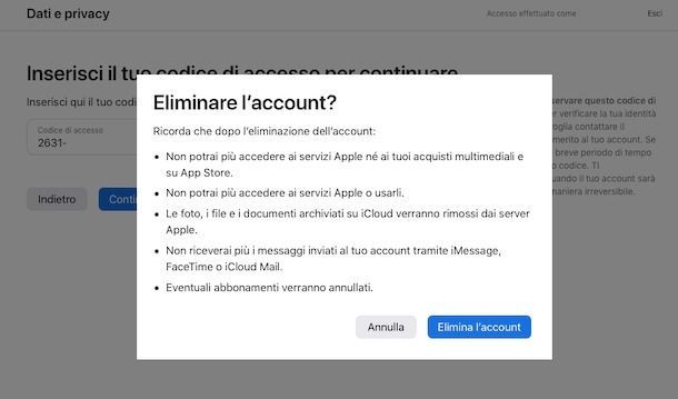 Cancellazione definitiva ID Apple 