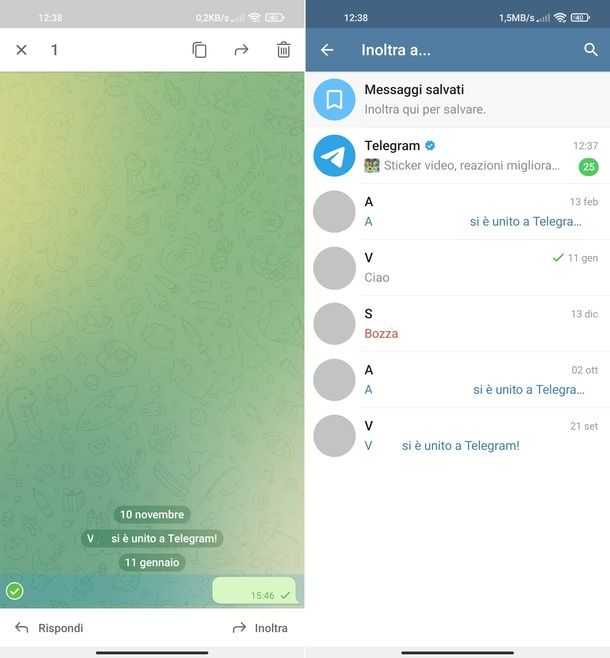 Salvare chat Telegram Android