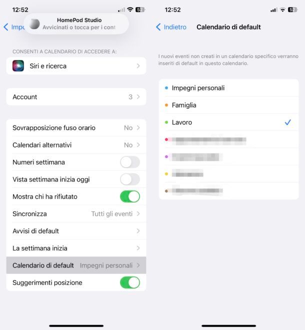 Modificare calendario preferito su iPhone