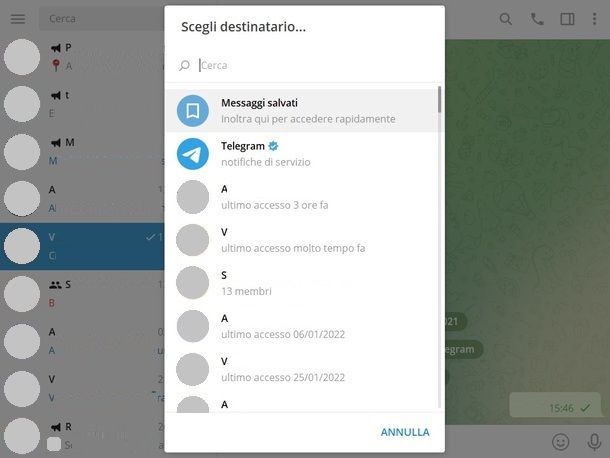 Salvare chat Telegram client Windows