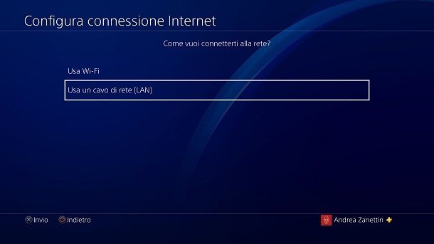 Collegamento Internet PS4