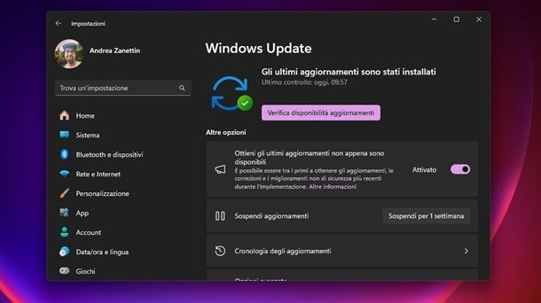 Windows Update Windows 11 Aggiorna sistema operativo